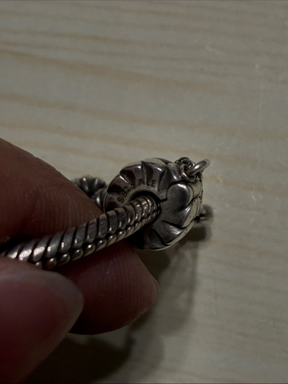 Pandora Sterling Silver Heart Charm Bracelet with Safety Chain Chain - Picture 3 of 5